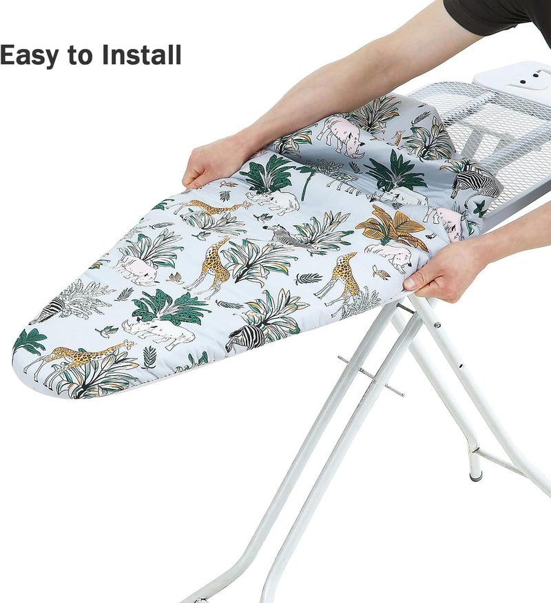 LCLW Ironing Board Cover and Pad Standard Size 15 x 54,3 Pairs of Hook and Loop Fastener Straps,Elastic Edges,2 Layers Ironing Board Cover with Thick Padding (F Pattern) - Image 5
